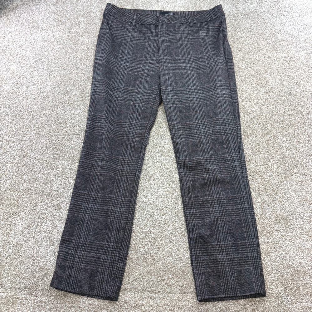 KUT from the Kloth Womens Grey Red Glen Plaid Straight Leg Trousers 14 Office